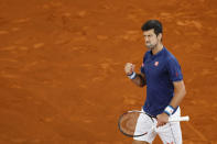 <p>Novak Djokovic from Serbia reacts after winning a point against Feliciano Lopez during a Madrid Open tennis tournament match in Madrid, Spain, May 11, 2017. (Photo: Daniel Ochoa de Olza/AP) </p>