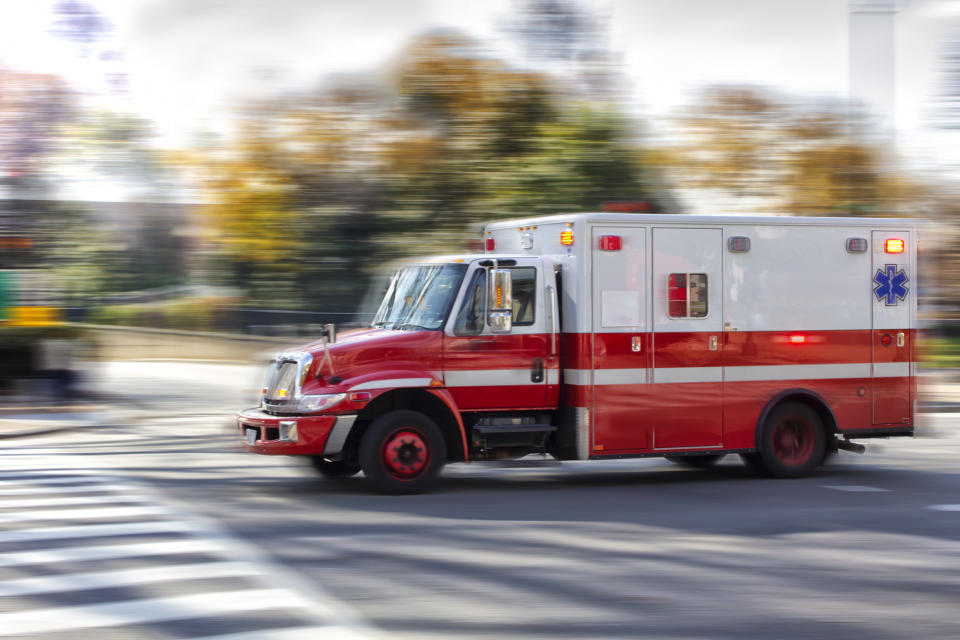 an ambulance driving
