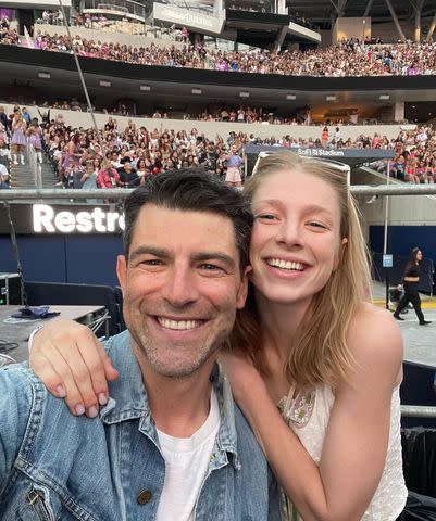 <p>Max Greenfield/Instagram</p> Max Greenfield and Hunter Schafer at the Eras Tour