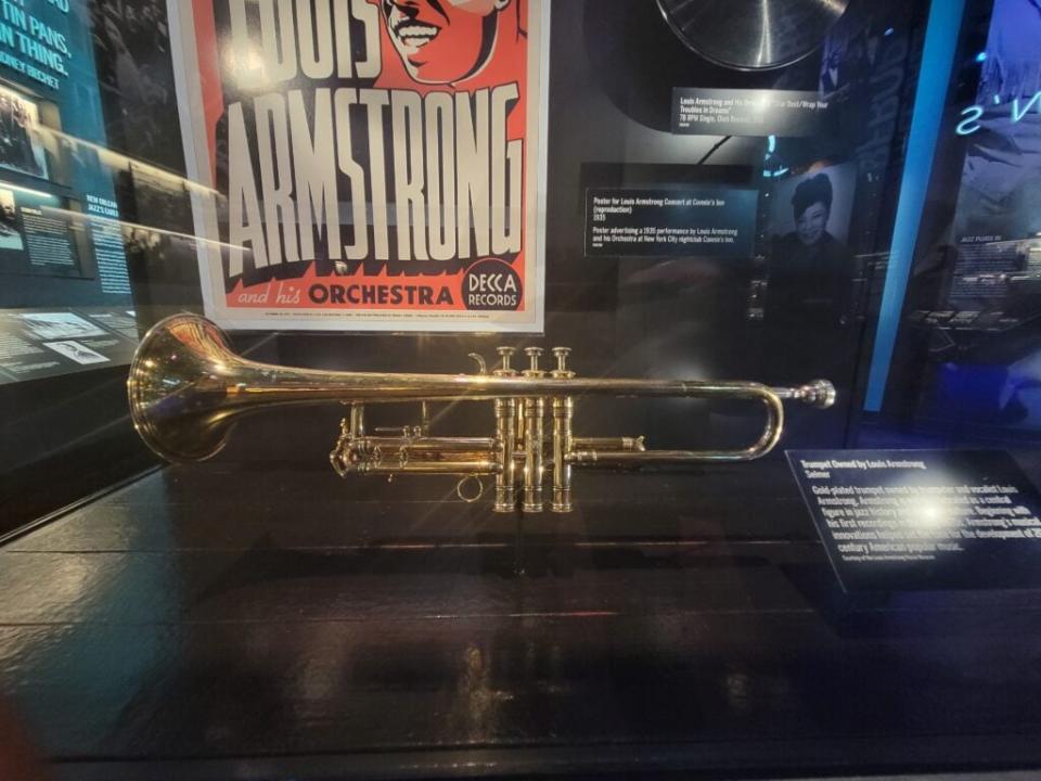 Trumpet owned by Louis Armstrong, displayed at the National Museum of African-American Music. Photo by Matthew Allen