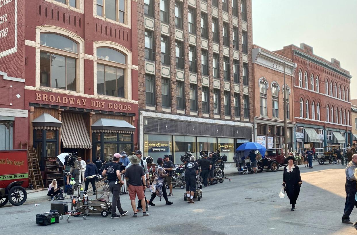 In between takes on the set of "1923," shade was prized as cast and crew endured an astounding September heatwave in Butte, Montana.