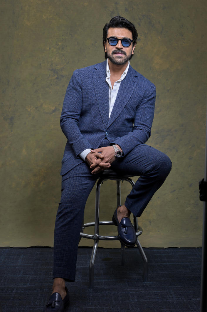 Indian actor Ram Charan poses for a photo to promote their film "RRR" on Monday, Jan. 9, 2023, in Los Angeles. (AP Photo/Damian Dovarganes)