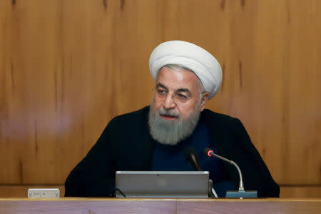 Iranian President Hassan Rouhani speaks during a cabinet meeting in Tehran, Iran, May 29, 2019. Official President website/Handout via REUTERS