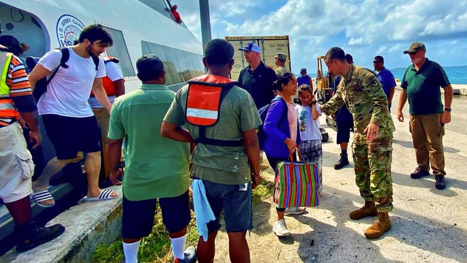 Photos released by the US military showed personnel being moved from Roi-Namur island on Kwajalein Atoll, January 21, 2024. - U.S. Army Garrison-Kwajalein Atoll
