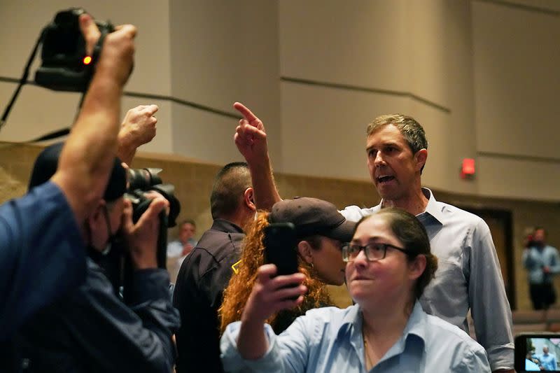 Texas Democratic gubernatorial candidate Beto O'Rourke disrupts a press conference in Uvalde