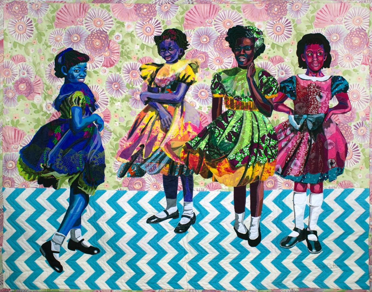 Made from cotton, silk, and lace, Bisa Butler's quilt "Four Little Girls, September 15, 1963" remembers the victims of the 16th Street Baptist Church bombing in Birmingham, Alabama.