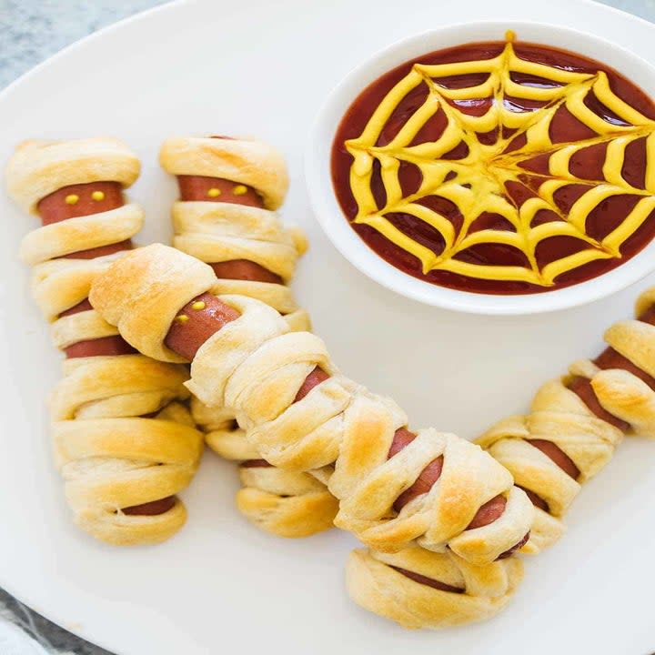 Hot dogs wrapped with pastry dough.