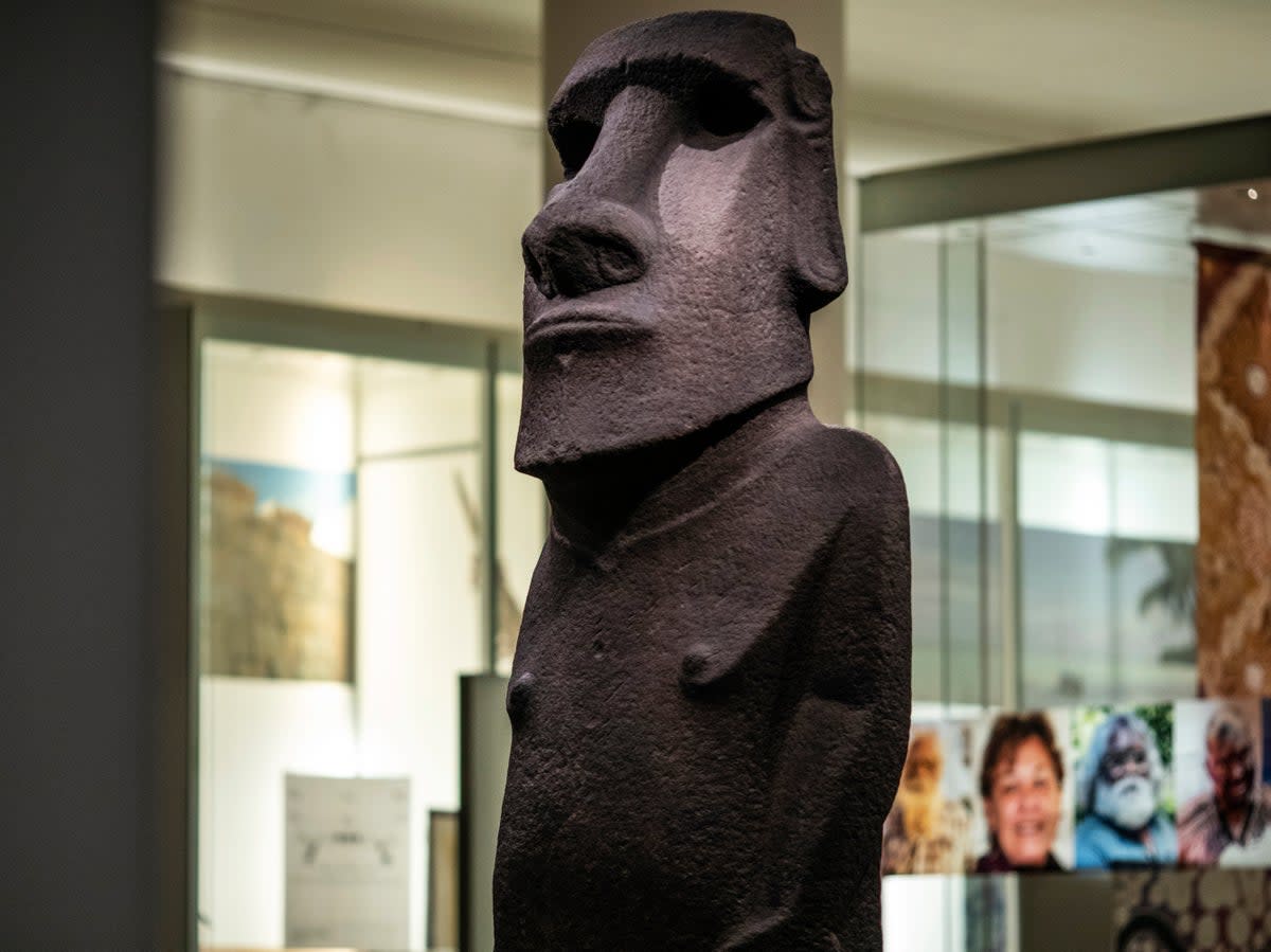 Hoa Hakananai’a, a basalt Easter Island head, is displayed at the British Museum (Dan Kitwood/Getty)