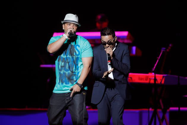 Baby Bash (left) and Frankie J perform in concert at the HP Pavilion in 2012. (Photo: Rocky W. Widner/FilmMagic via Getty Images)