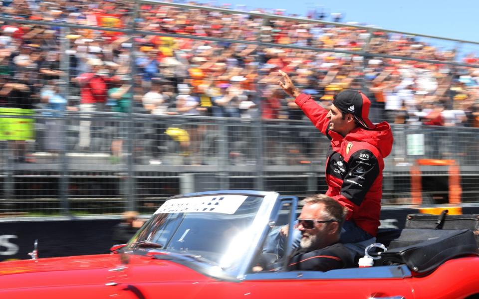 Carlos Sainz of Ferrari and Spain during the drivers parade during the F1 Grand Prix of Canada at Circuit Gilles Villeneuve on June 19, 2022 in Montreal, Quebec - Peter J Fox/Getty Images North America