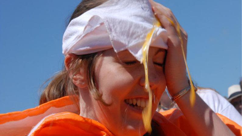 a contestant with egg on their face