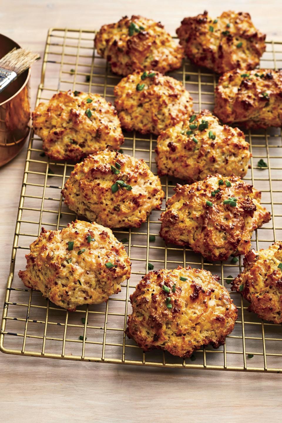 Buttery Chive-and-Mustard Drop Biscuits