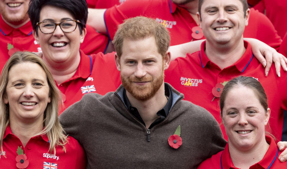 LONDON, ENGLAND - OCTOBER 29: Prince Harry, Duke of Sussex attends the launch of Team UK for the Invictus Games The Hague 2020 at Honourable Artillery Company on October 29, 2019 in London, England. HRH is Patron of the Invictus Games Foundation. (Photo by Mark Cuthbert/UK Press via Getty Images)