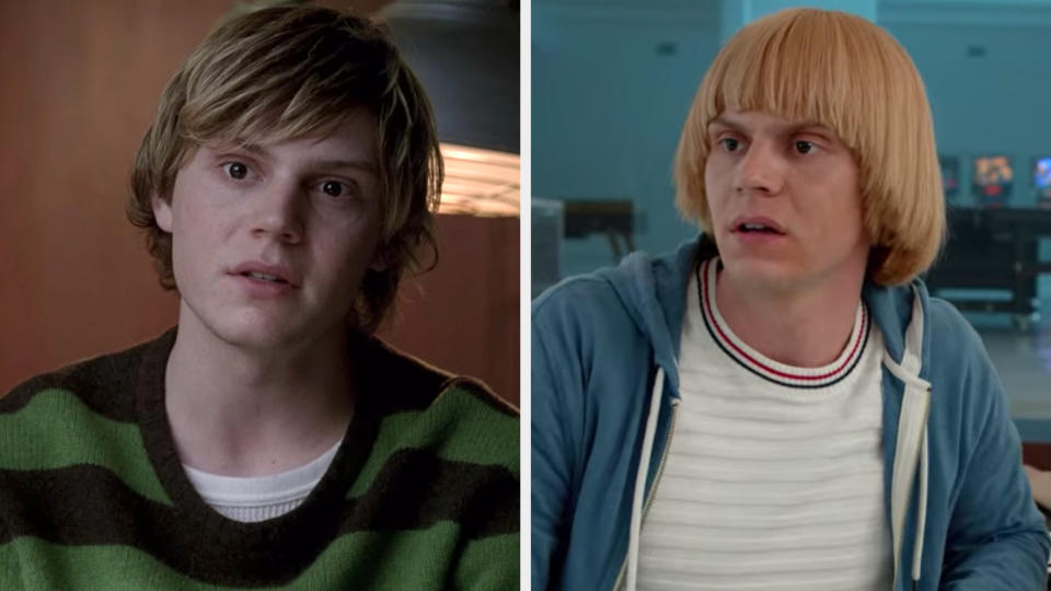 Evan Peters in the first episode of "American Horror Story" vs. the Season 8, 10th episode "Apocalypse Then"