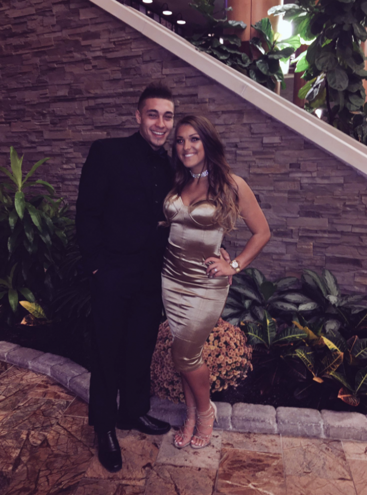 All dolled up - Elaina Vecchio and her boyfriend were all dressed up for their romantic photos (Pictures: Twitter/Elaina Vecchio)