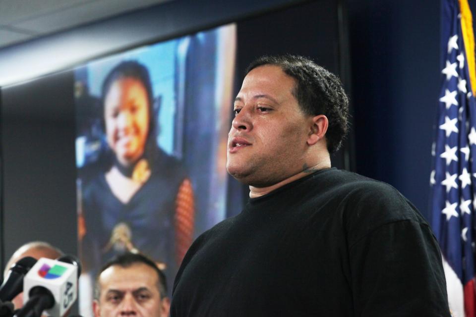 In this Monday, Dec. 31, 2018 file photo, Christopher Cevilla, father of 7-year-old Jazmine Barnes, speaks during a news conference, in Houston.