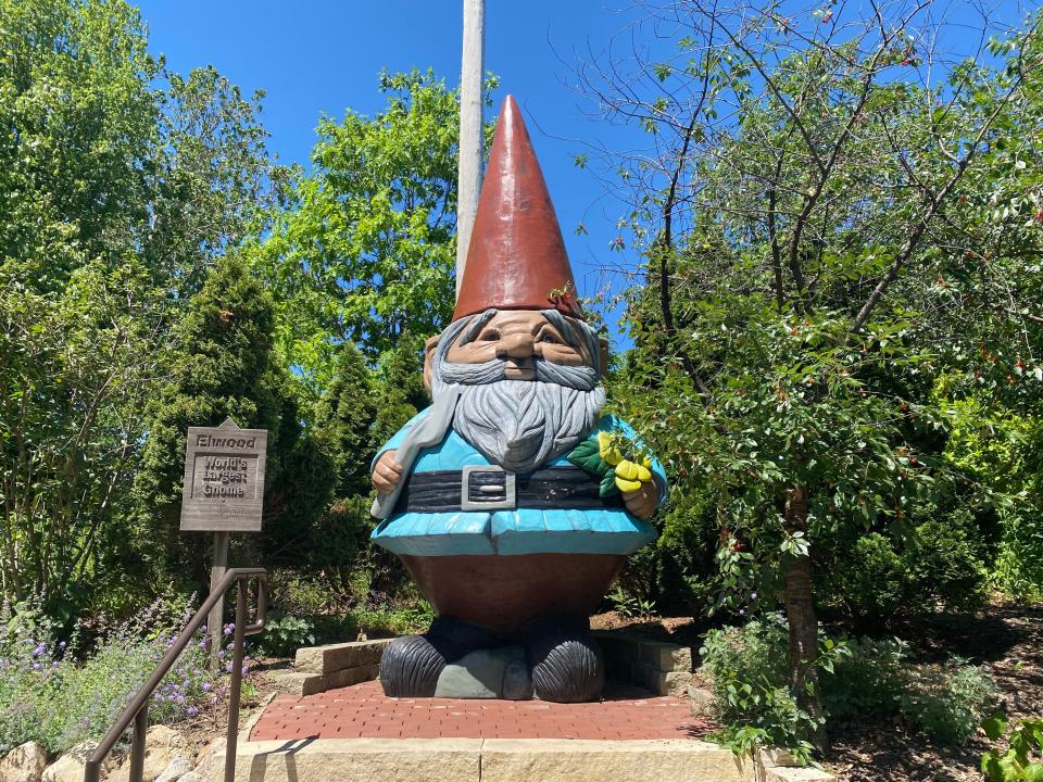 You’ll find Elwood the World’s Largest Concrete Garden Gnome at Ames’ Reiman Gardens.