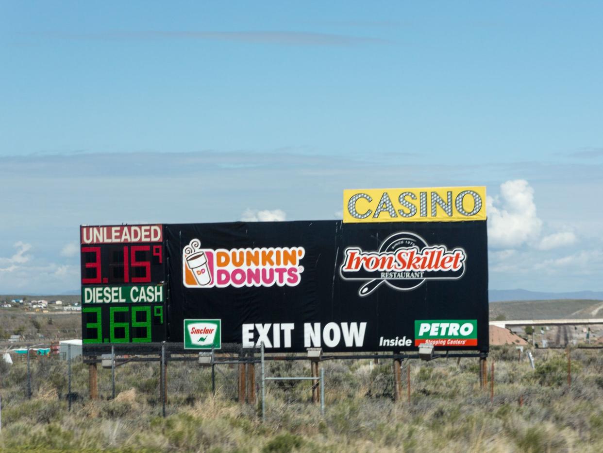 fast food restaurants sign by interstate 80 near utah and nevada USA America