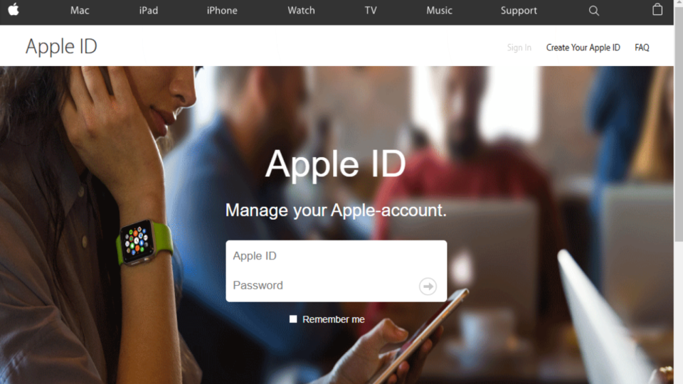 The fake Apple ID webpage used to trick Apple users.