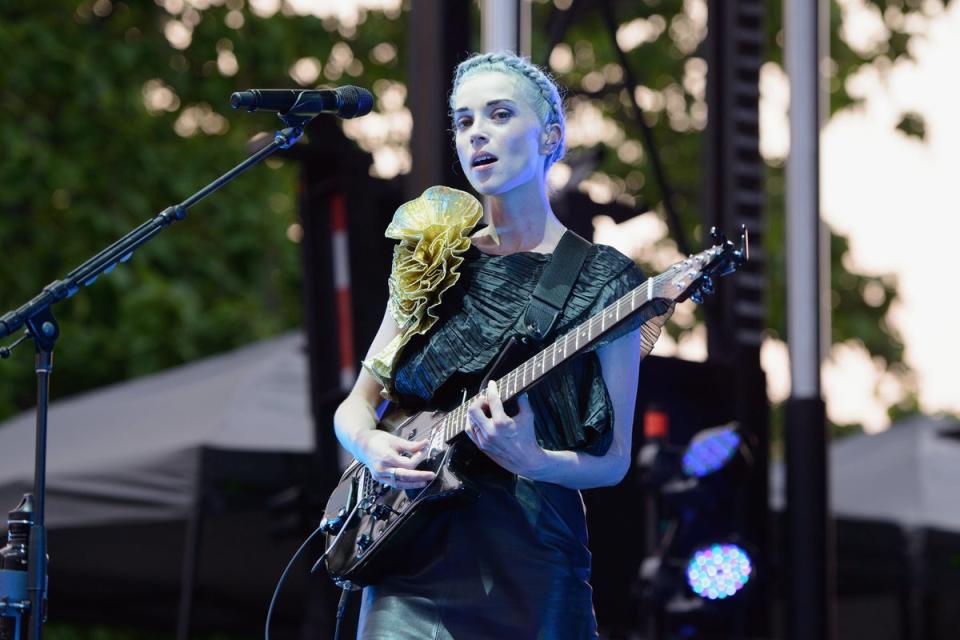 St Vincent performing at the Pitchfork Music Festival in Chicago in 2014 (Daniel Boczarski/Getty Images)