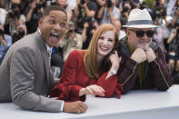 From left, actor/jury member Will Smith, President of the jury Pedro Almodovar and actress/jury member Jessica Chastain pose for photographers during the Jury photo call at the 70th international film festival, Cannes, southern France, Wednesday, May 17, 2017. (Photo by Arthur Mola/Invision/AP)