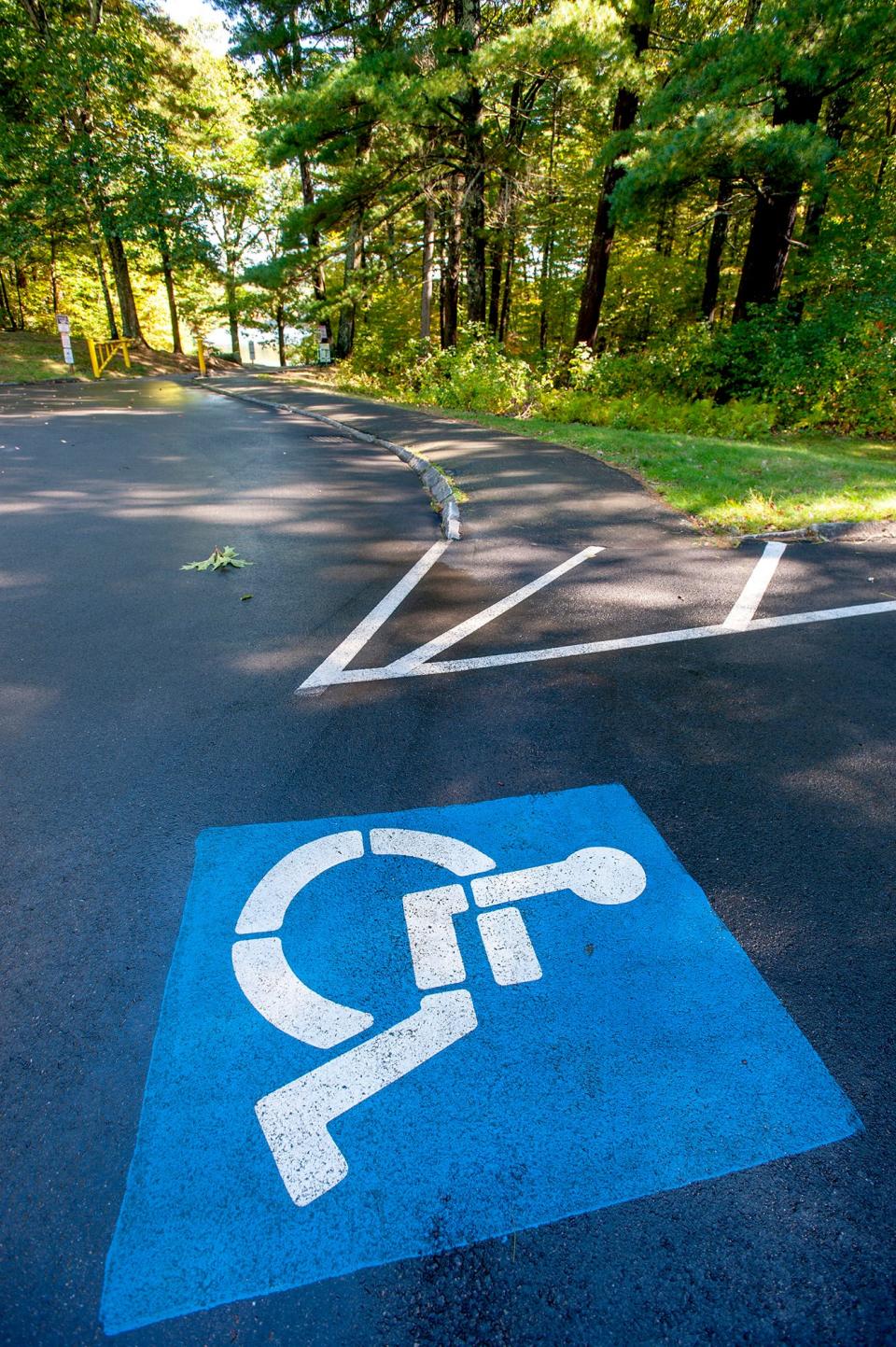 Handicapped parking and handicap accessible pathway.