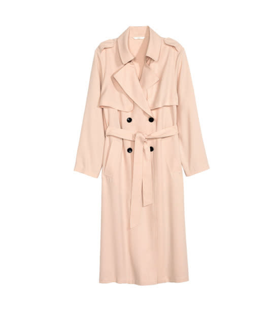 Update your old trench coat with a softer, pale version — just in time for spring. 