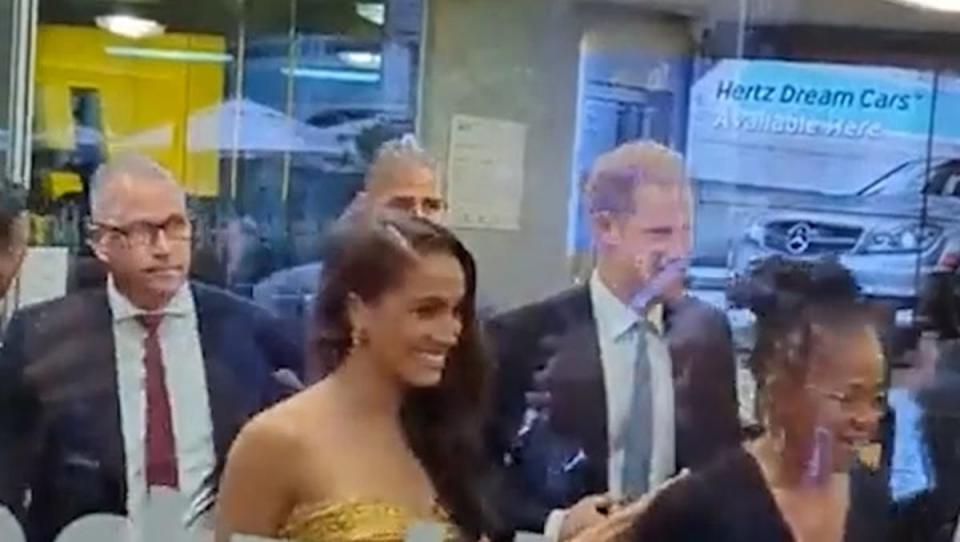 Prince Harry and Meghan Markle arrive at a New York charity event before the ‘near catastrophic’ car chase (PA)