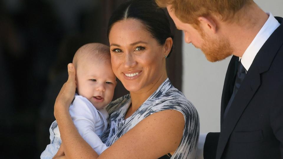 Prince Harry, Duke of Sussex and Meghan, Duchess of Sussex and their baby son Archie Mountbatten-Windsor. Toby Melville – Pool/Getty Images.
