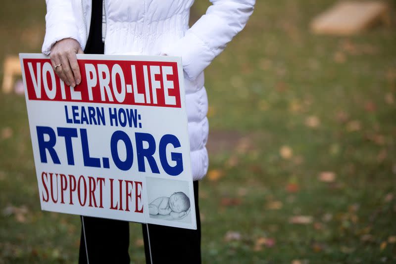 FILE PHOTO: Anti-abortion activists gather for an event in Michigan