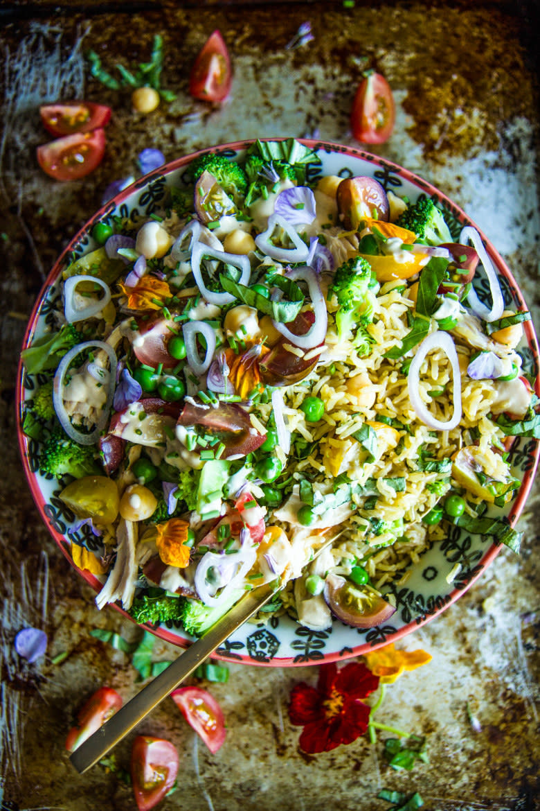 brown rice and veggies in a bowl