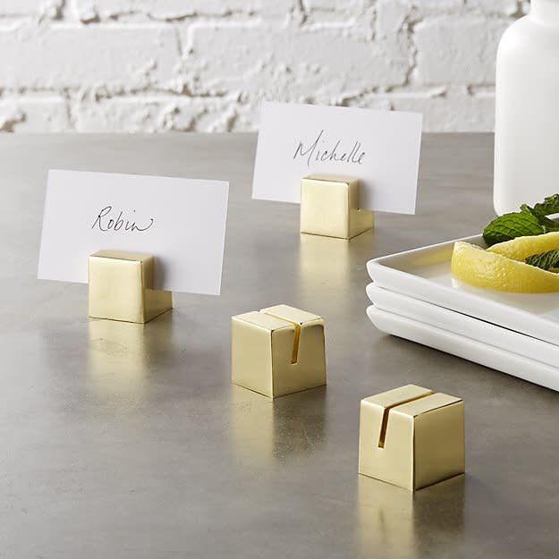 9) Brushed Gold Place Card Holders