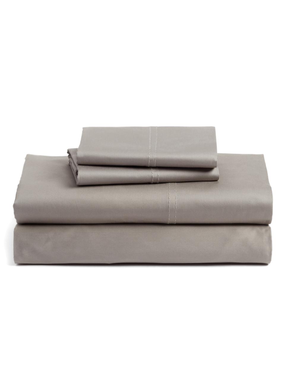 <strong>Sold Out</strong> Now's the time to replace those ratty sheets you've had since college. <a rel="nofollow noopener" href="https://click.linksynergy.com/deeplink?id=FFSlEqCCN*I&mid=1237&murl=https://shop.nordstrom.com/s/nordstrom-at-home-400-thread-count-organic-cotton-sateen-sheet-set/5007160" target="_blank" data-ylk="slk:SHOP NOW;elm:context_link;itc:0;sec:content-canvas" class="link ">SHOP NOW</a>: 400 Thread Count Organic Cotton Sateen Sheet Set in Grey Frost by Nordstrom at Home, from $60 $99