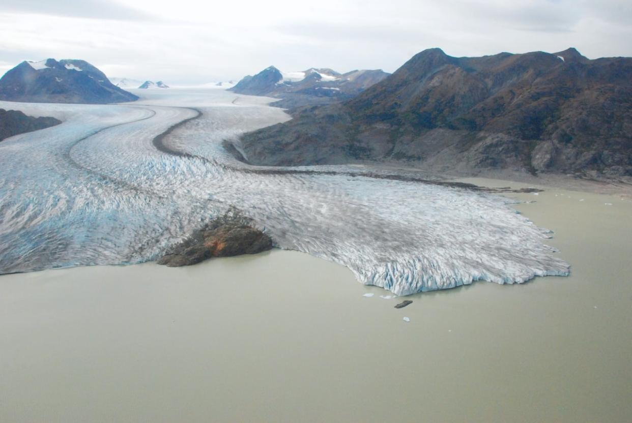 A glacier in northern B.C. Glacier retreat is opening up new streams and lakes that represent future habitats for species such as salmon. (Jonathan Moore - image credit)