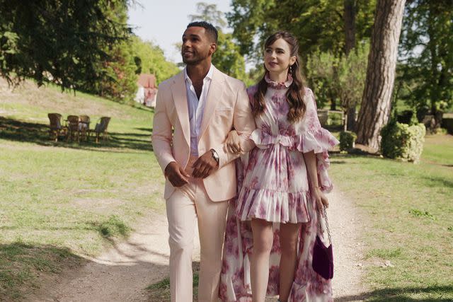 <p>Courtesy of Netflix</p> Lucien Laviscount and Lily Collins on 'Emily in Paris'