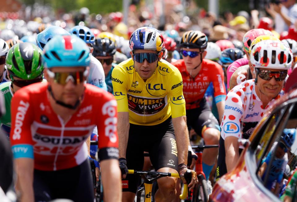 Wout van Aert at the start of stage 3 (REUTERS)