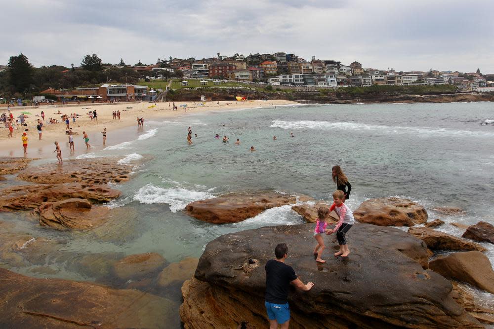 Swimmers cool off in the humid weather at Bronte Beach