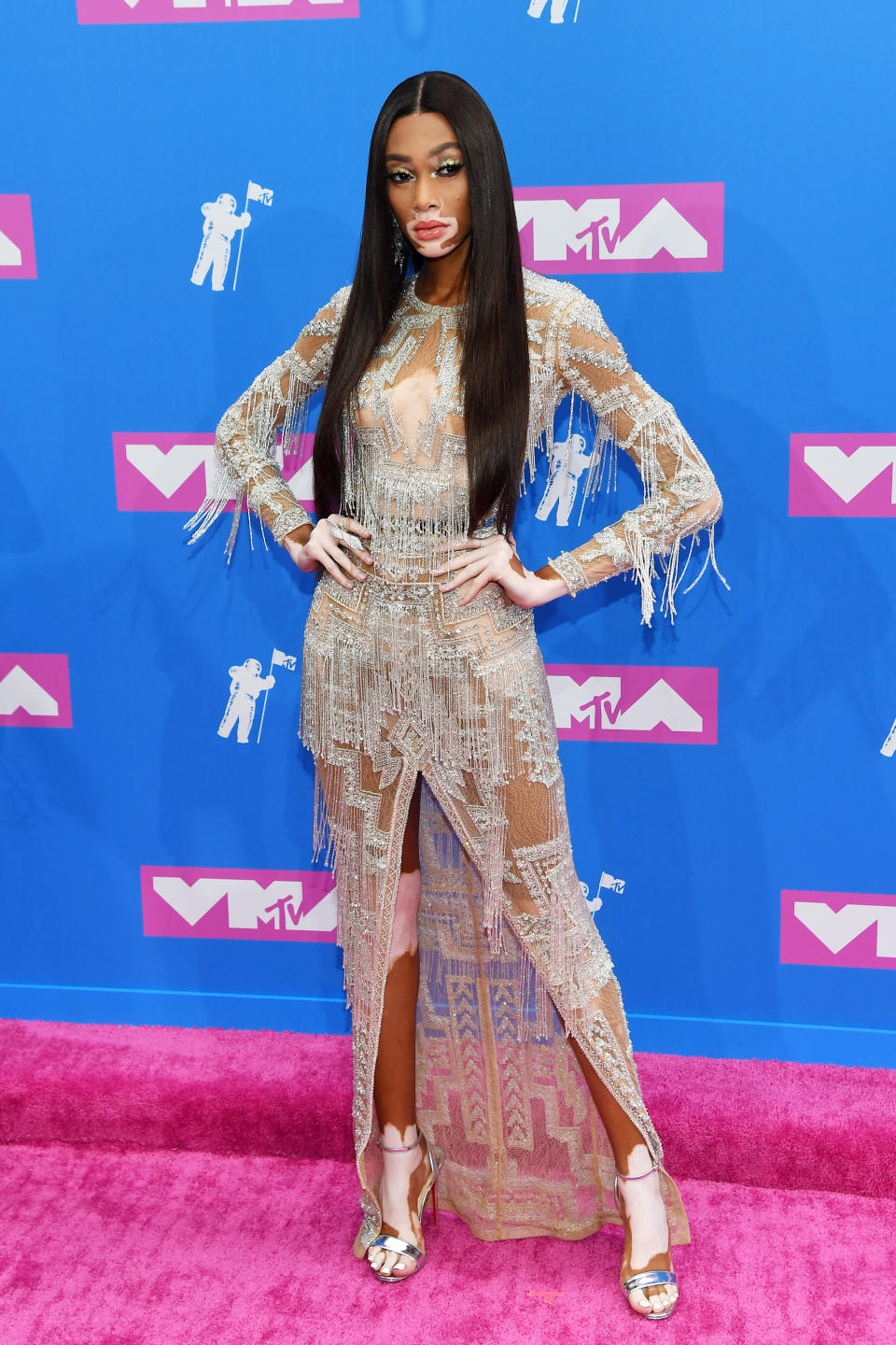 Winnie Harlow in Zuhair Murad at the 2018 MTV Video Music Awards