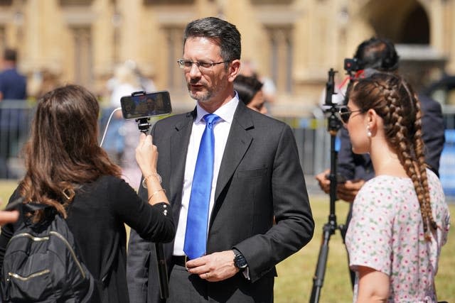 Steve Baker speaking to the media on College Green outside the Houses of Parlliament