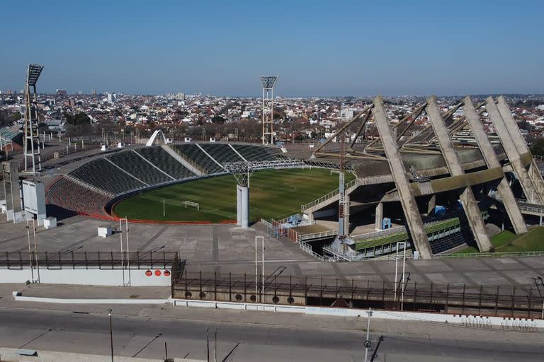 Una vista aérea del estadio Mundialista de Mar del Plata 