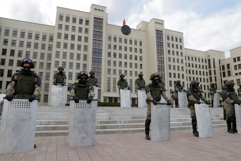 Opposition supporters protest against presidential election results in Minsk