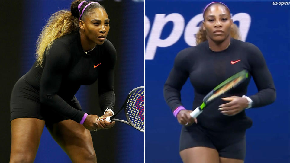 Serena Williams, pictured here in her new outfit at the Us Open.