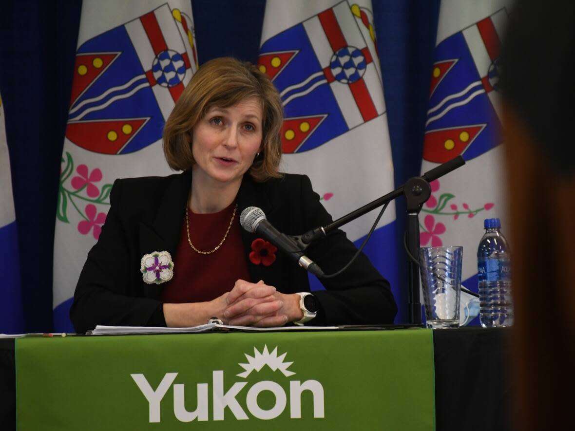 Dr. Catherine Elliott speaks at a COVID-19 news conference in November. A Yukon government spokesperson confirmed Elliott is no longer the territory's acting chief medical officer of health. (Jackie Hong/CBC  - image credit)