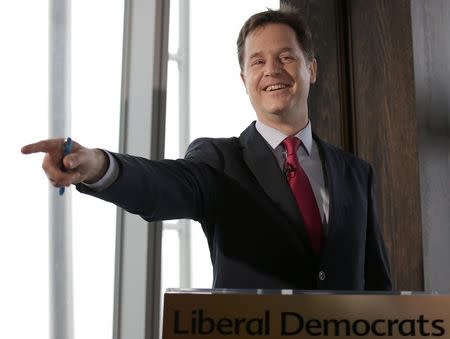 Britain's deputy Prime Minister and leader of the Liberal Democrats, Nick Clegg, speaks during a news conference in London February 5, 2015. REUTERS/Peter Nicholls