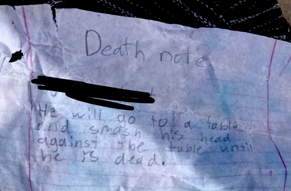 A "Death note" found on a playground