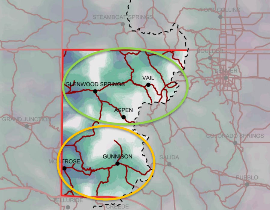 A map provided by CPW shows the proposed locations for wolf reintroduction in Colorado