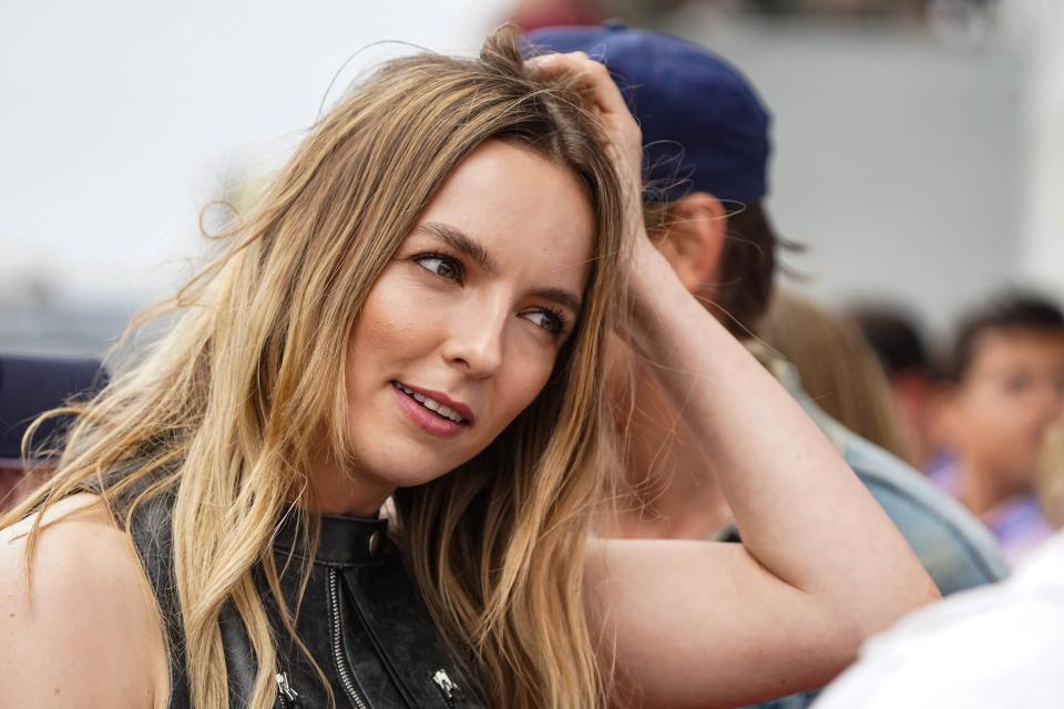 Actress Jodie Comer walks the celebrity red carpet on Sunday, May 26, 2024, during the 108th running of the Indianapolis 500 at Indianapolis Motor Speedway.