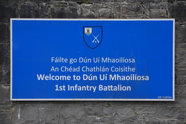 Signage at Renmore Barracks in County Galway