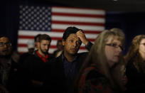 Supporters watch results before Wisconsin Lt. Gov. Rebecca Kleefisch speaks at an election night event Wednesday, Nov. 7, 2018, in Pewaukee, Wis. Republican Gov. Scott Walker lost to Democrat Tony Evers. (AP Photo/Jeffrey Phelps)