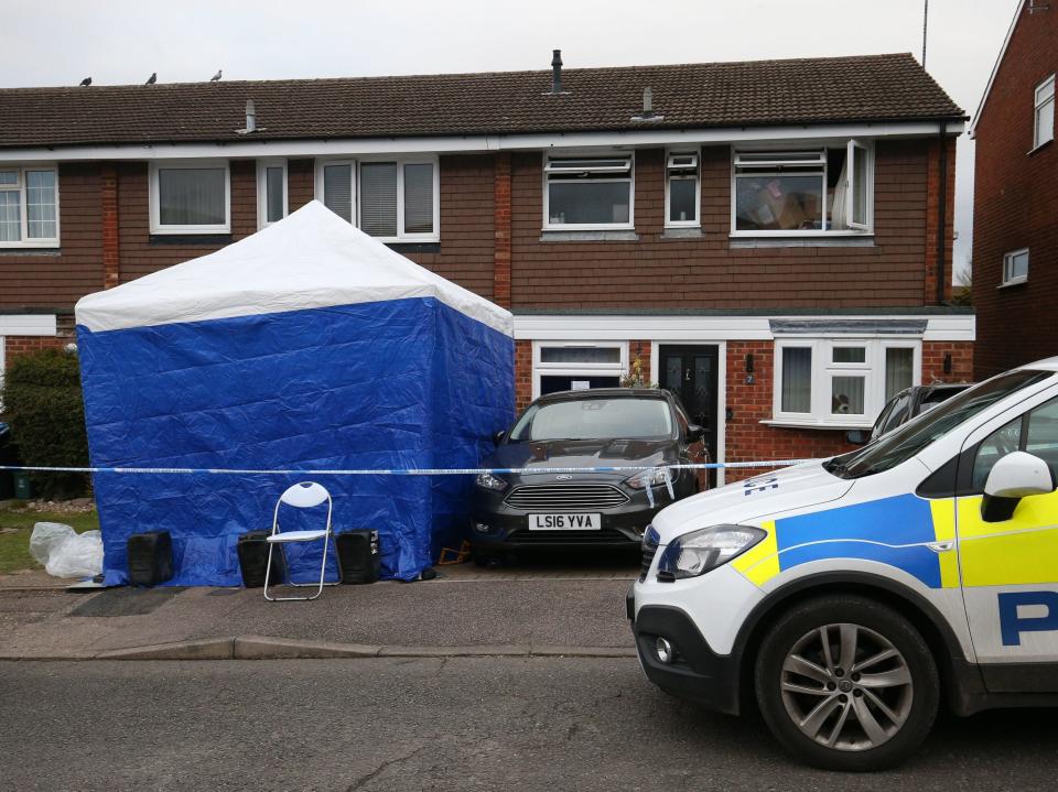 Police outside the home of Gary Walker, his wife and their daughter in Stuarts Close, Hemel Hempstead, in March 2020Jonathan Brady/PA